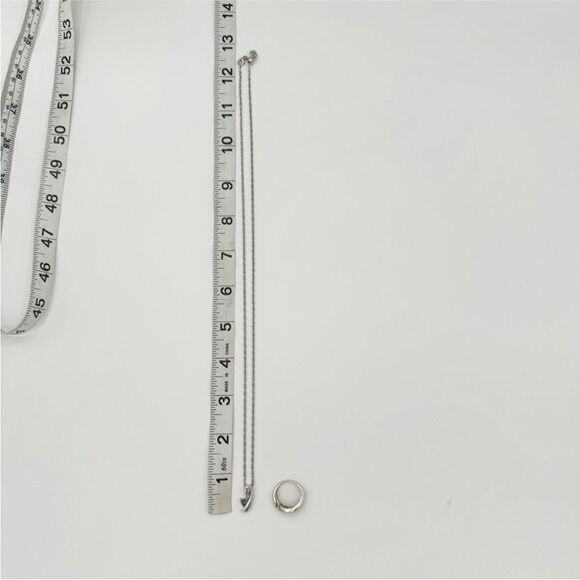 10K Two Tone White Gold Diamond & Tanzanite Ring & Pendant Set .04 ctw 3.6 - Picture 12 of 12